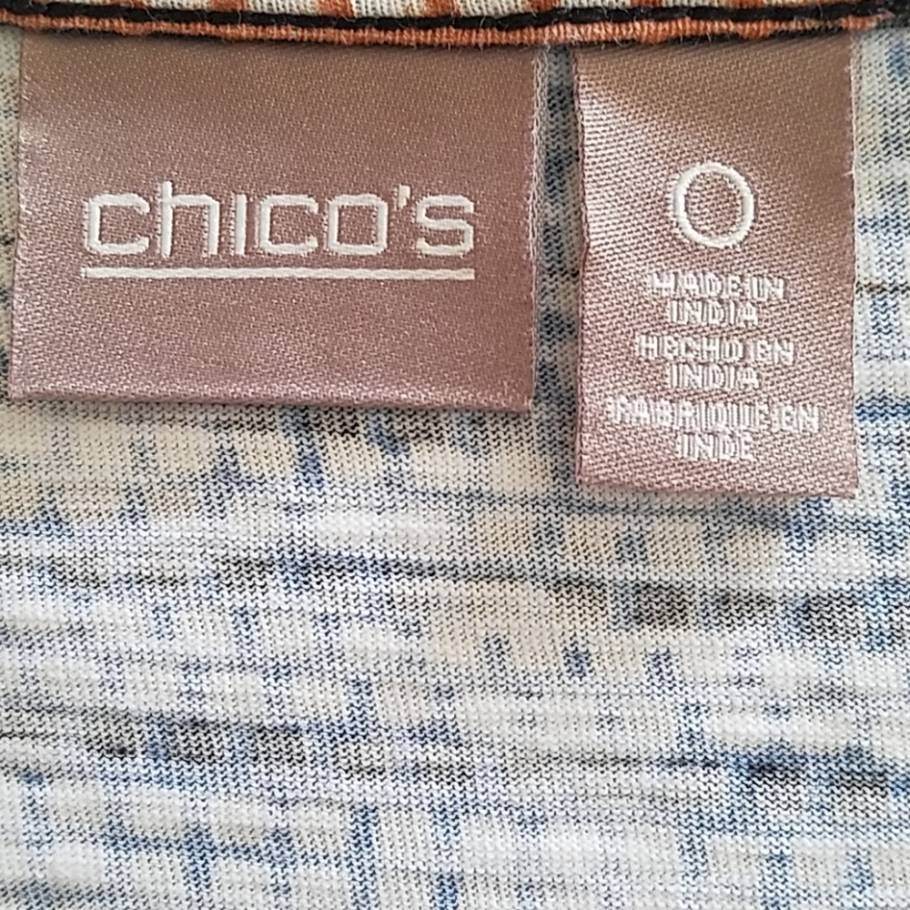 Chico's, 0145, multi-color tee, Denim, Rust and Gold, Size  S - Picture 6 of 6